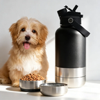 Gourde Chien 3-en-1 Gourdogg - Bouteille Isotherme 1L avec Gamelles Intégrées